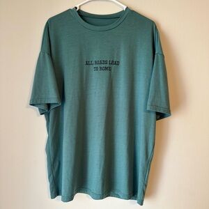 Oversized Teal Graphic T-Shirt - 'All Roads Lead to Rome'